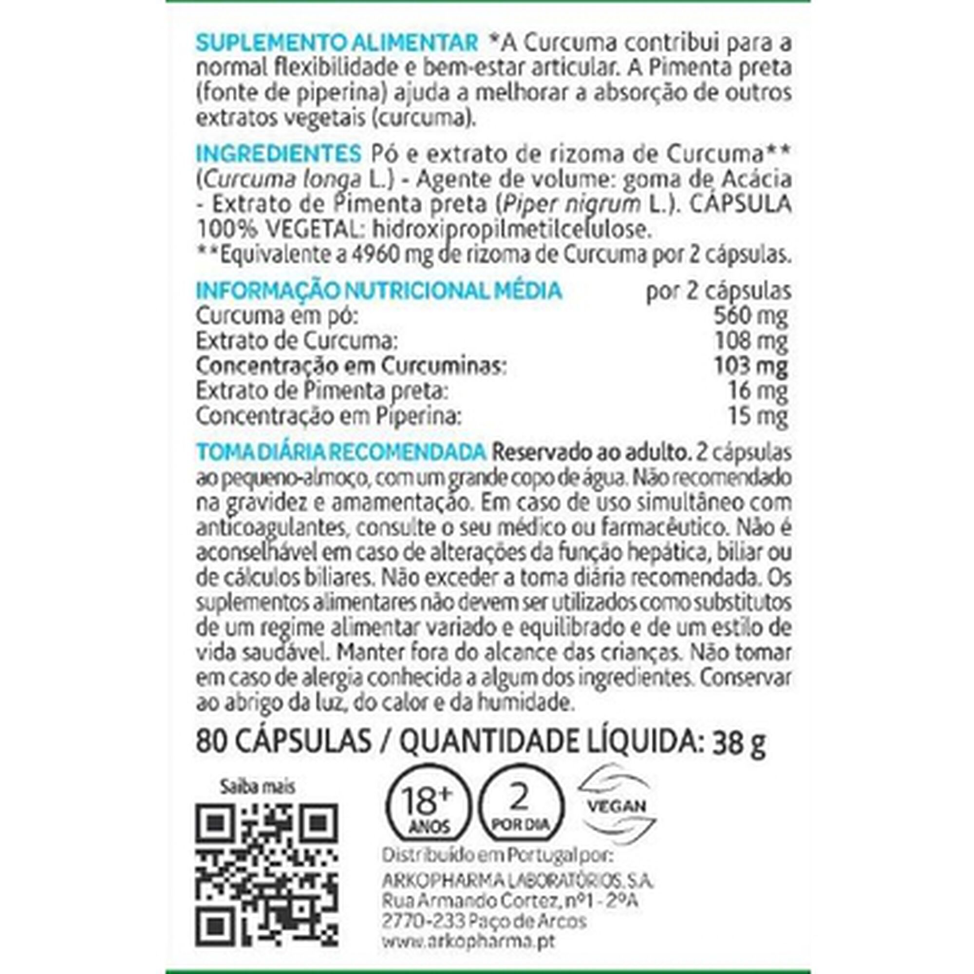 Suplemento Flexibilidade Articular Curcuma