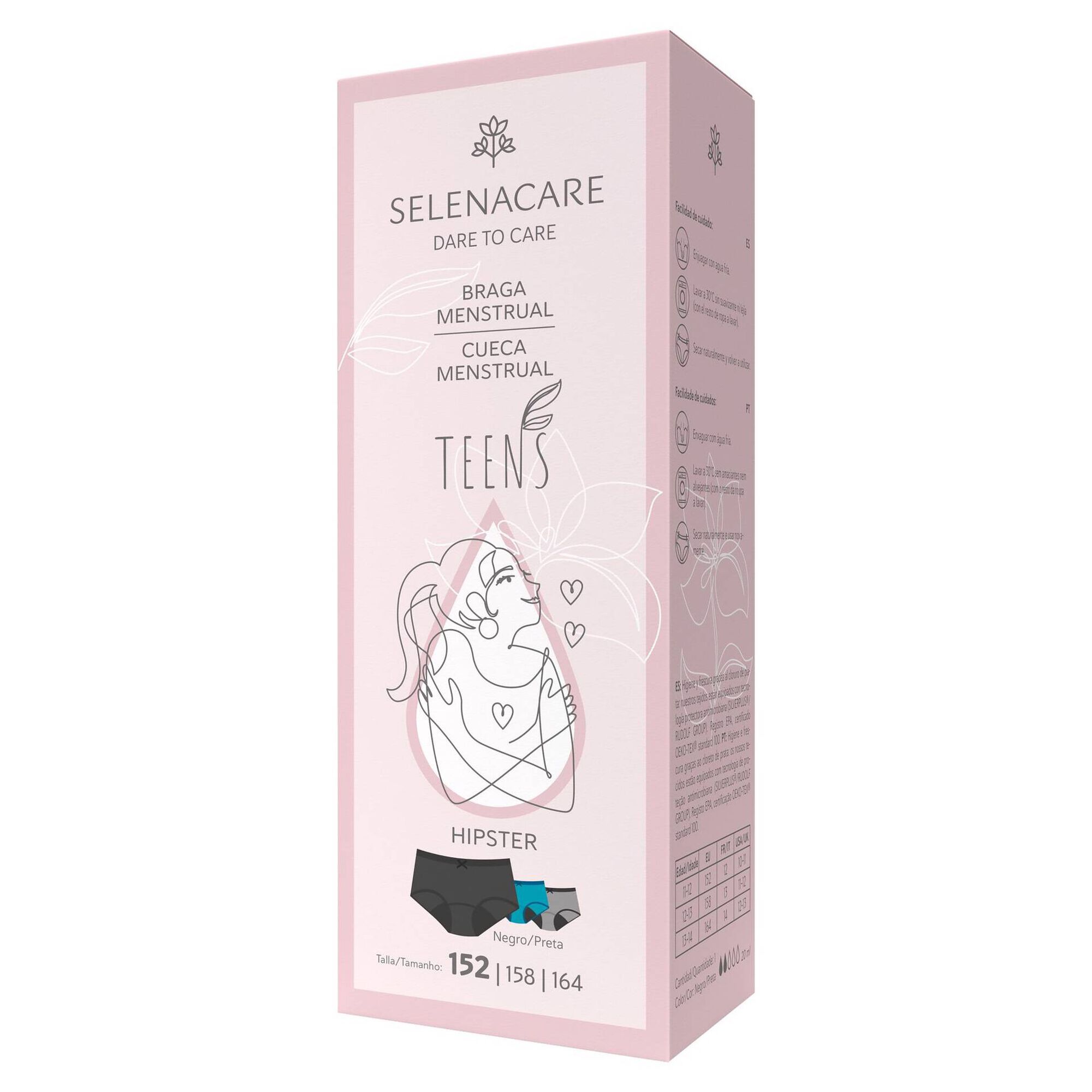 Cueca Menstrual Teens Hipster Preto