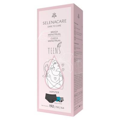 Cueca Menstrual Teens Hipster Preto