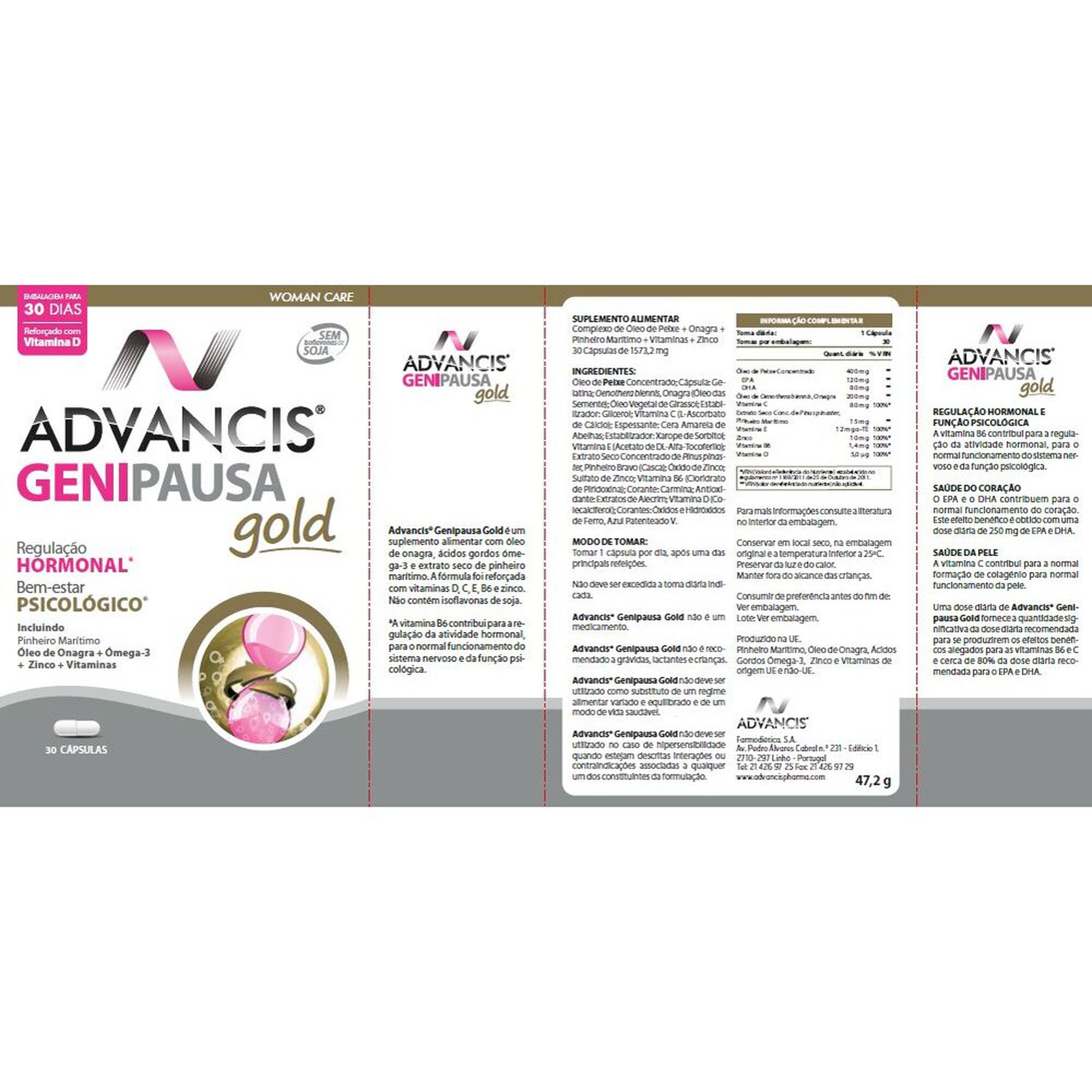 Cápsulas Regulação Hormonal Genipausa Gold