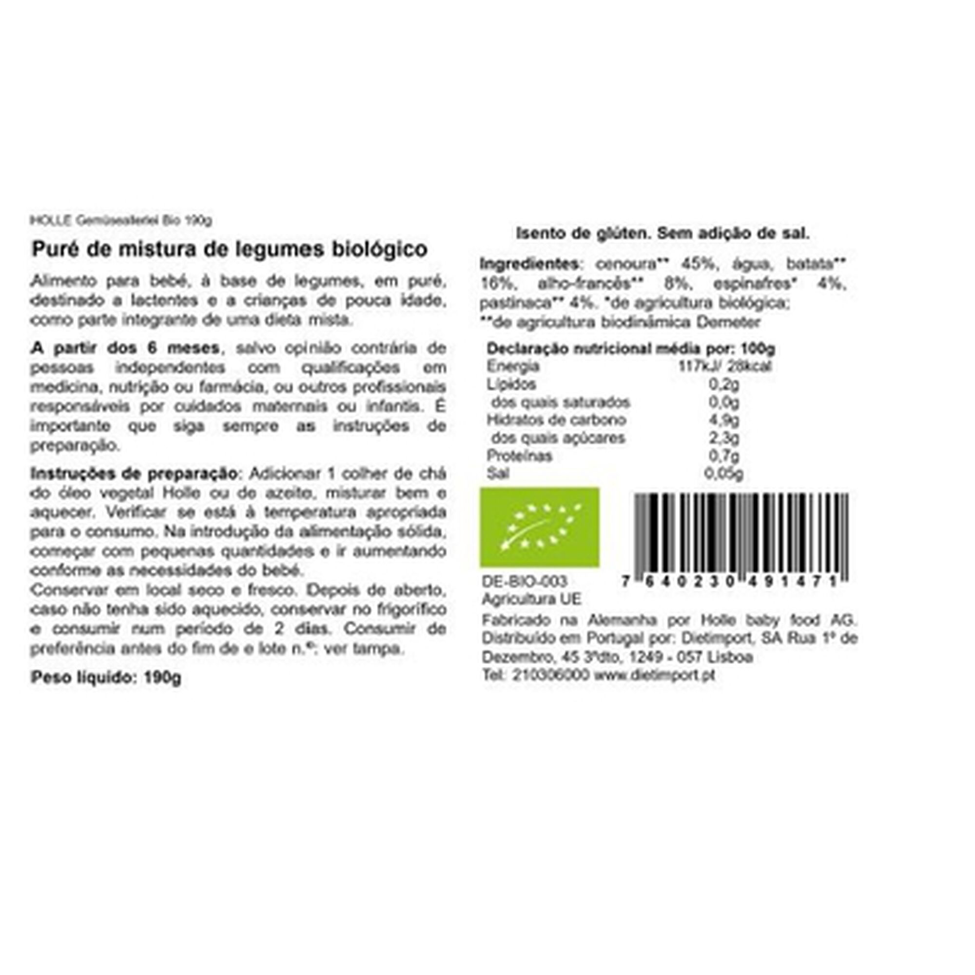 Boião Puré Biológico de Legumes +6M