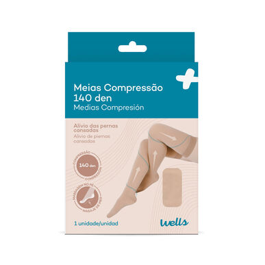 Meias Descanso Altas Alívio e Prevenção Bege Wells