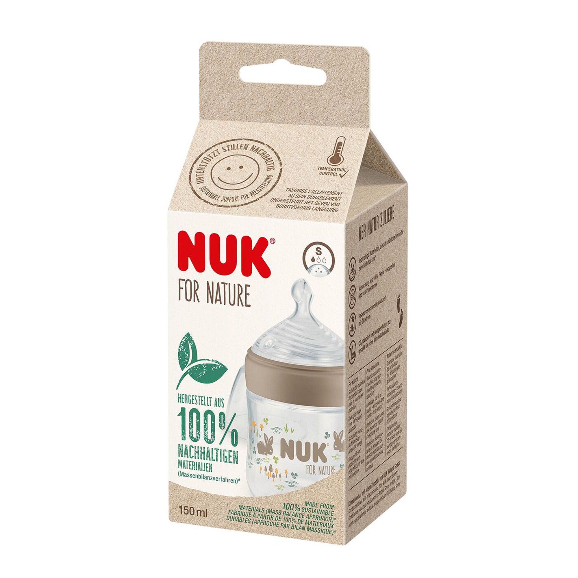 Nuk For Nature Biberão com Tetina Silicone S Creme