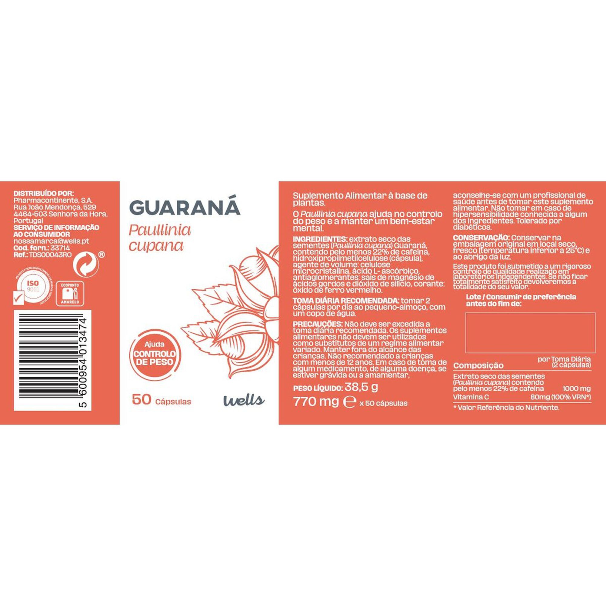 Cápsulas Peso e Bem-Estar Guaraná