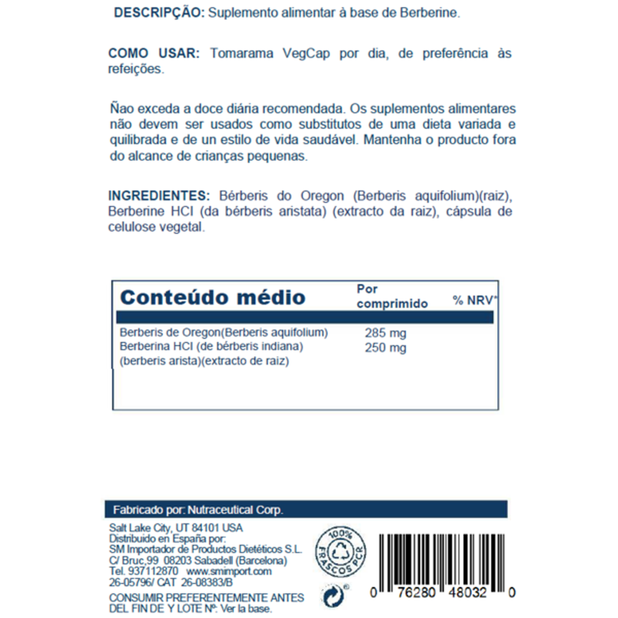 Cápsulas Apoio Sistema Digestivo Berberine