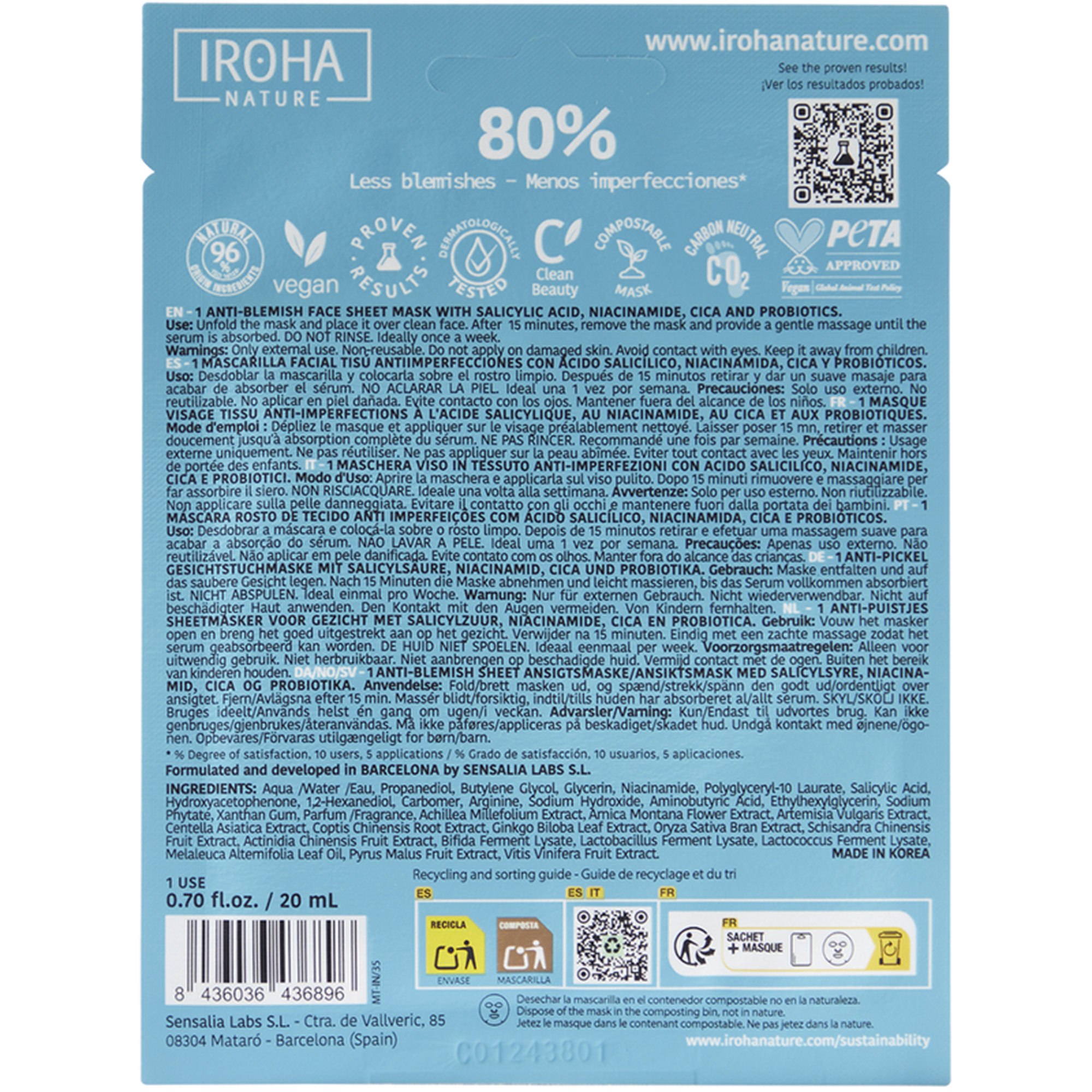 Máscara de Rosto Anti-Imperfeições Acne Prone