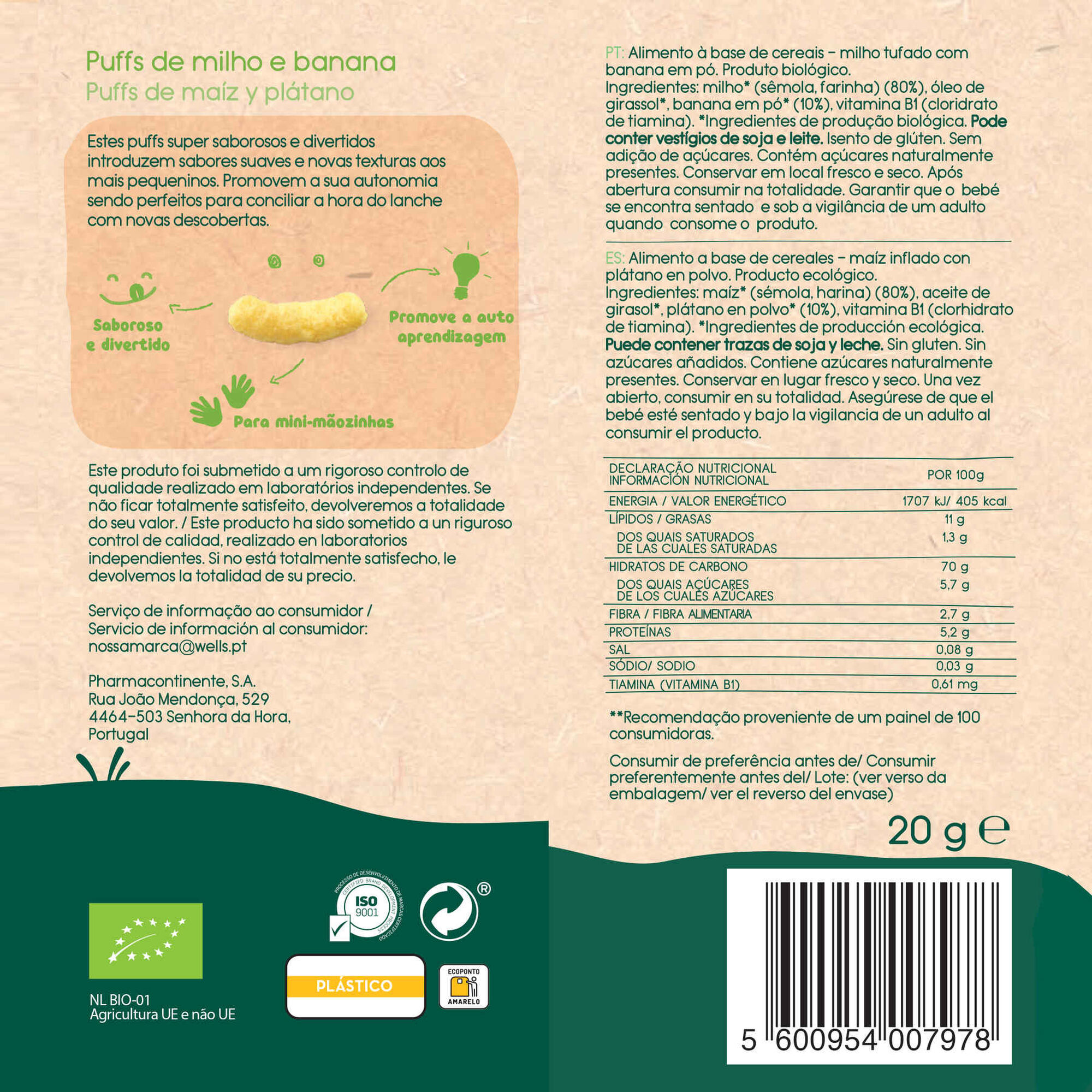 Puffs De Milho E Banana Bio