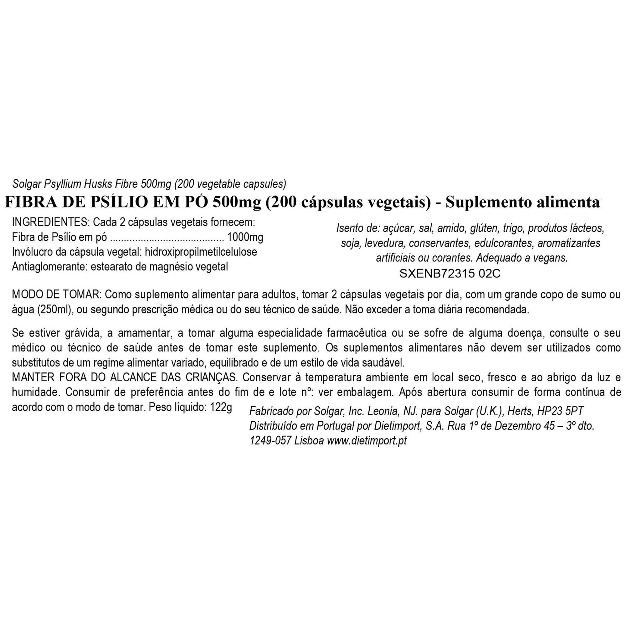 Solgar Psílio 500 mg