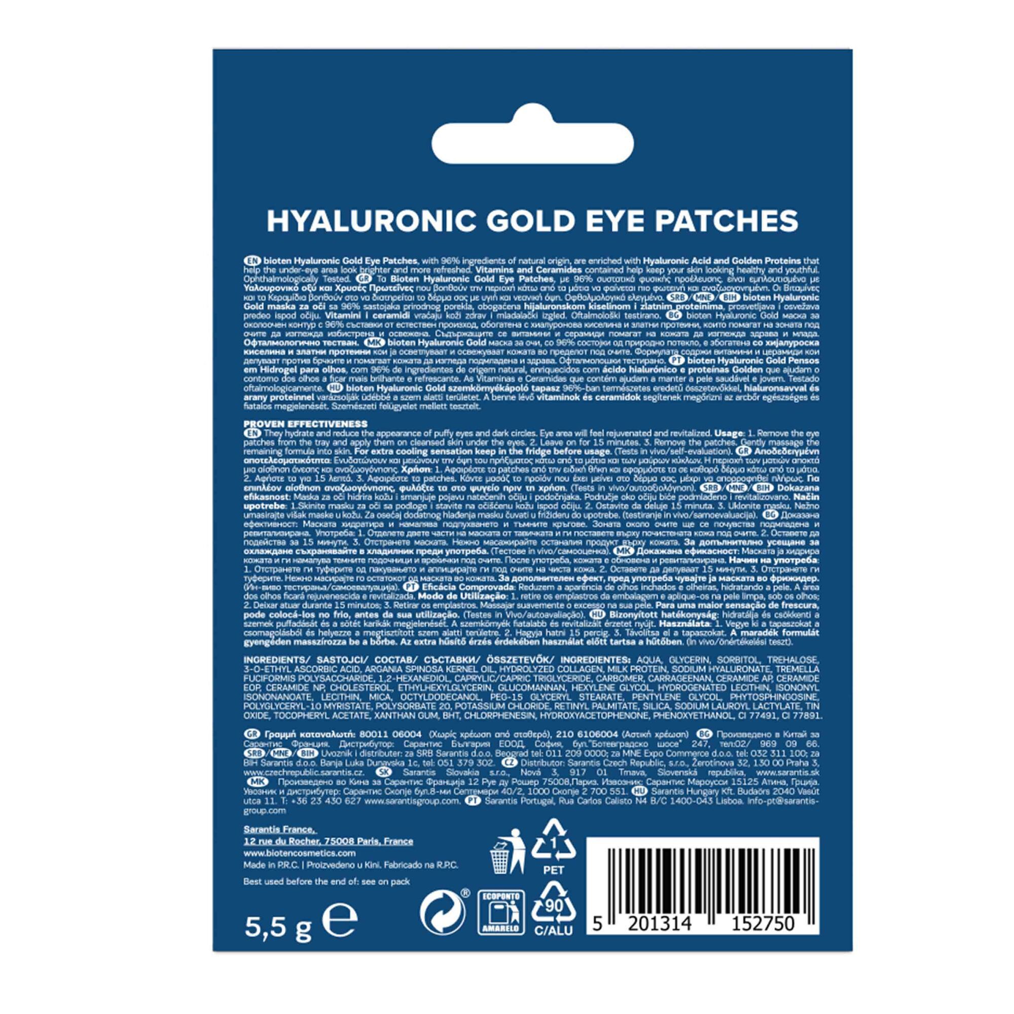 Patches de Olhos Hyaluronic Gold