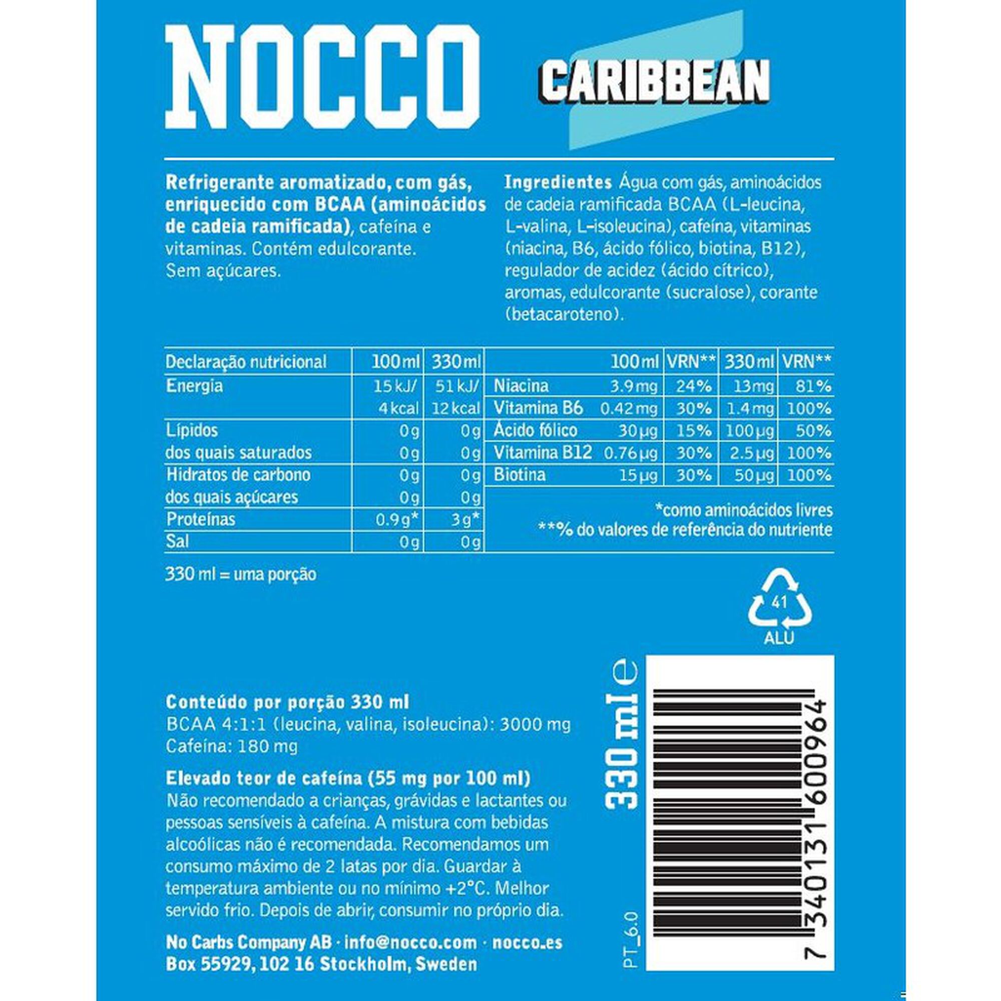 Bebida Energética BCAA de Caribbean Abacaxi