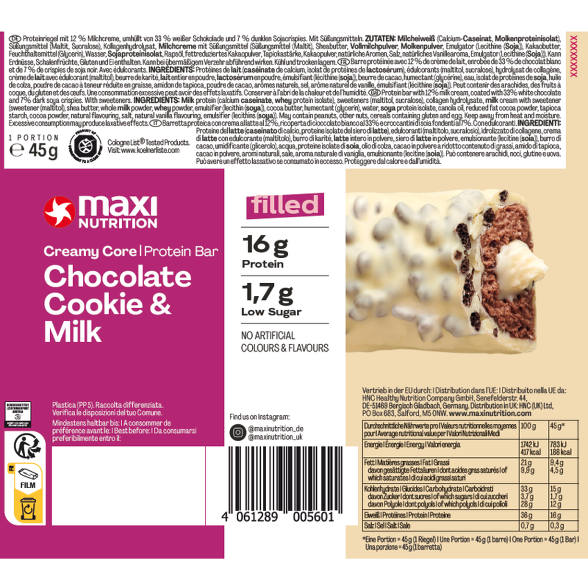 Barra Proteína Chocolate Cookie Creamy Core