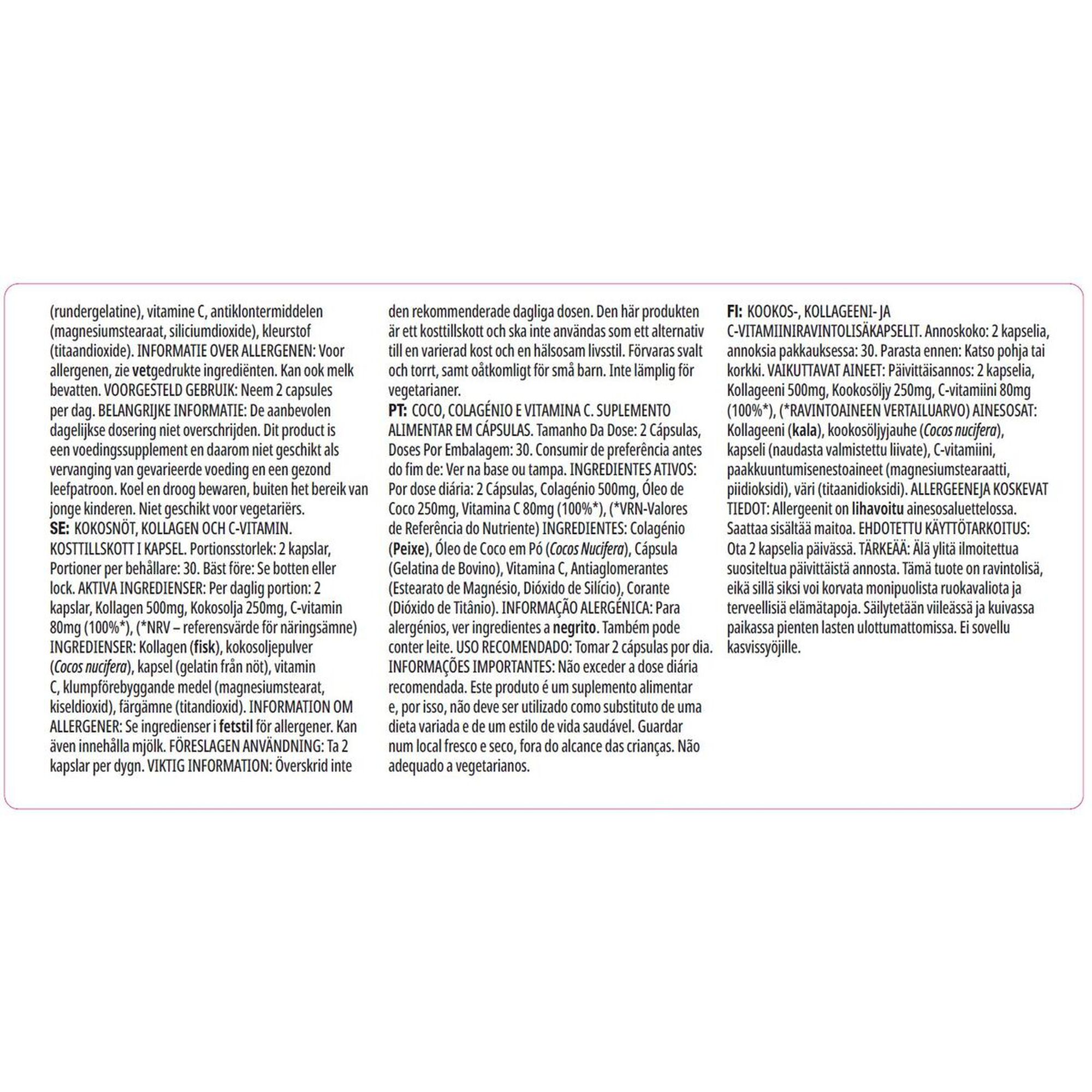 Cápsulas Suplemento Alimentar Coco Colagénio