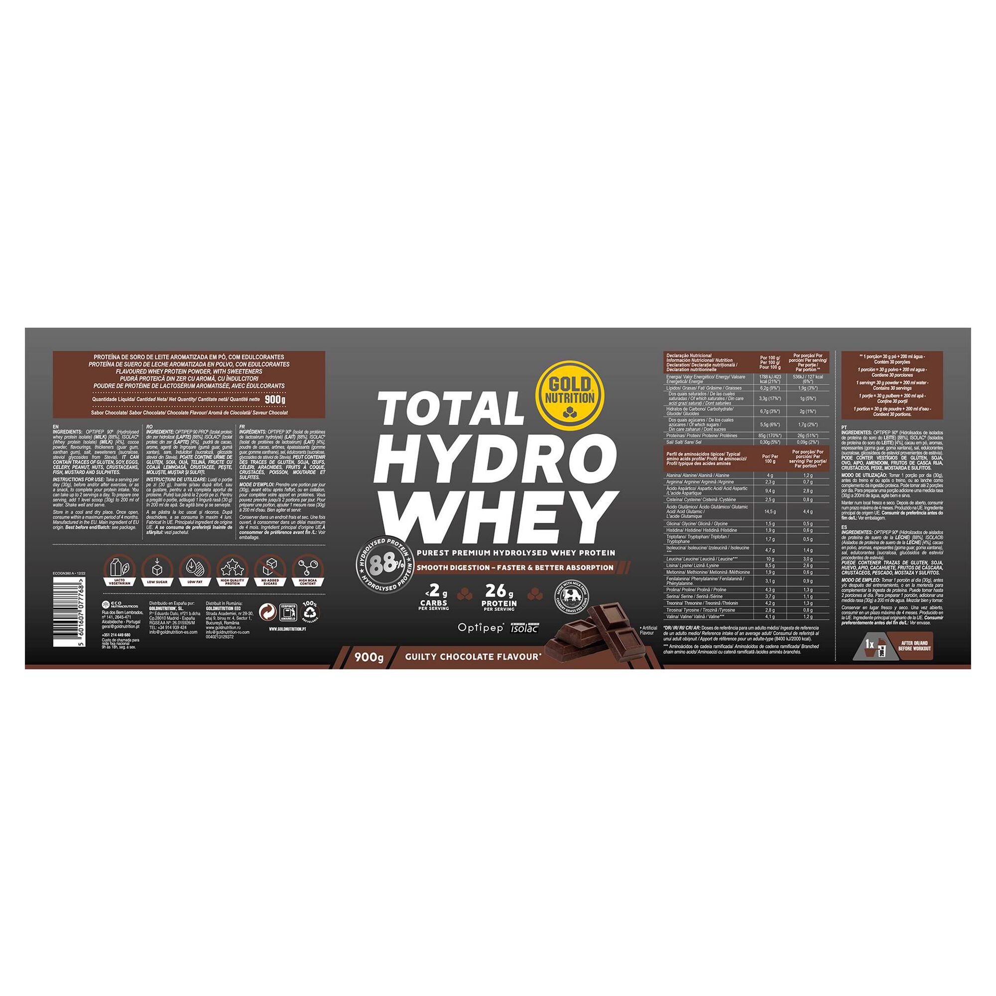 Proteína em Pó Sabor a Chocolate Total Hydro