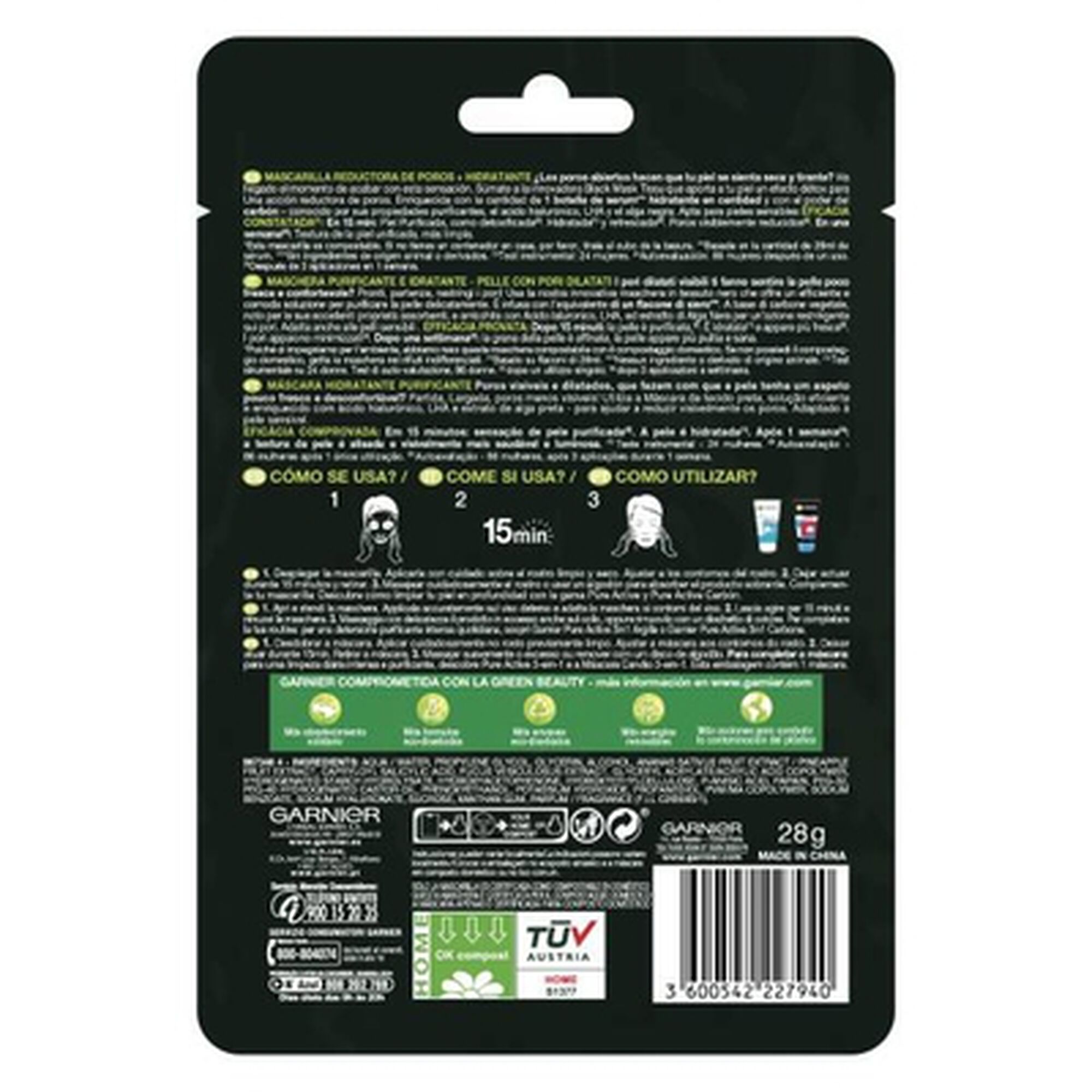 SkinActive Pure Charcoal Black Mask Tissu