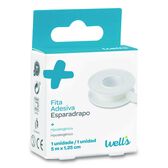 Fita Adesiva Hipoalergénica 5m x 1,25cm Wells