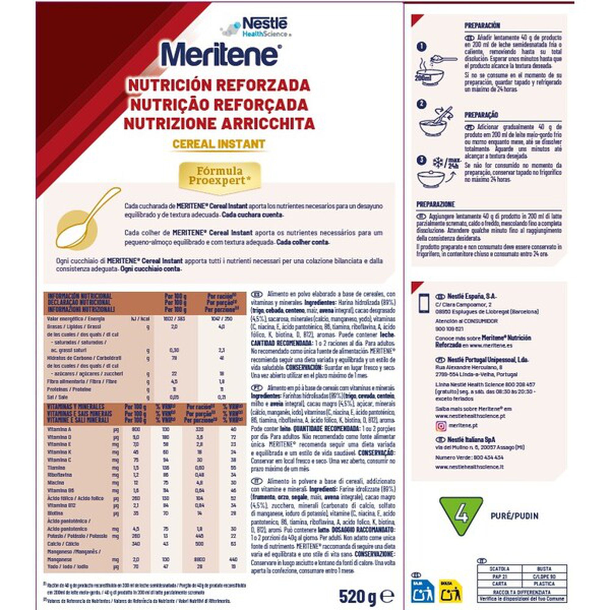 Nutrição Reforçada Cereal Instant