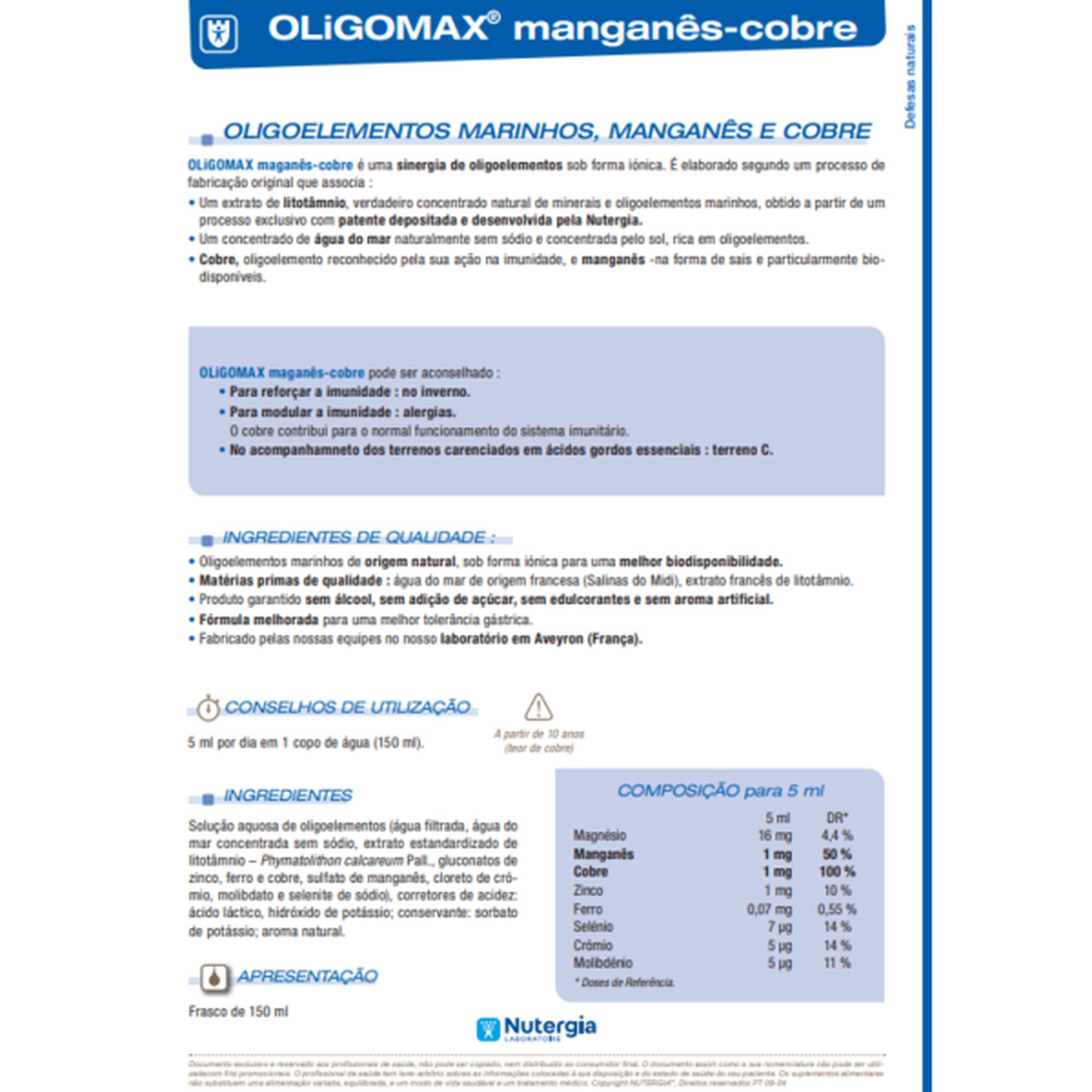 OliGomax Manganês Cobre Sistema Imunitário