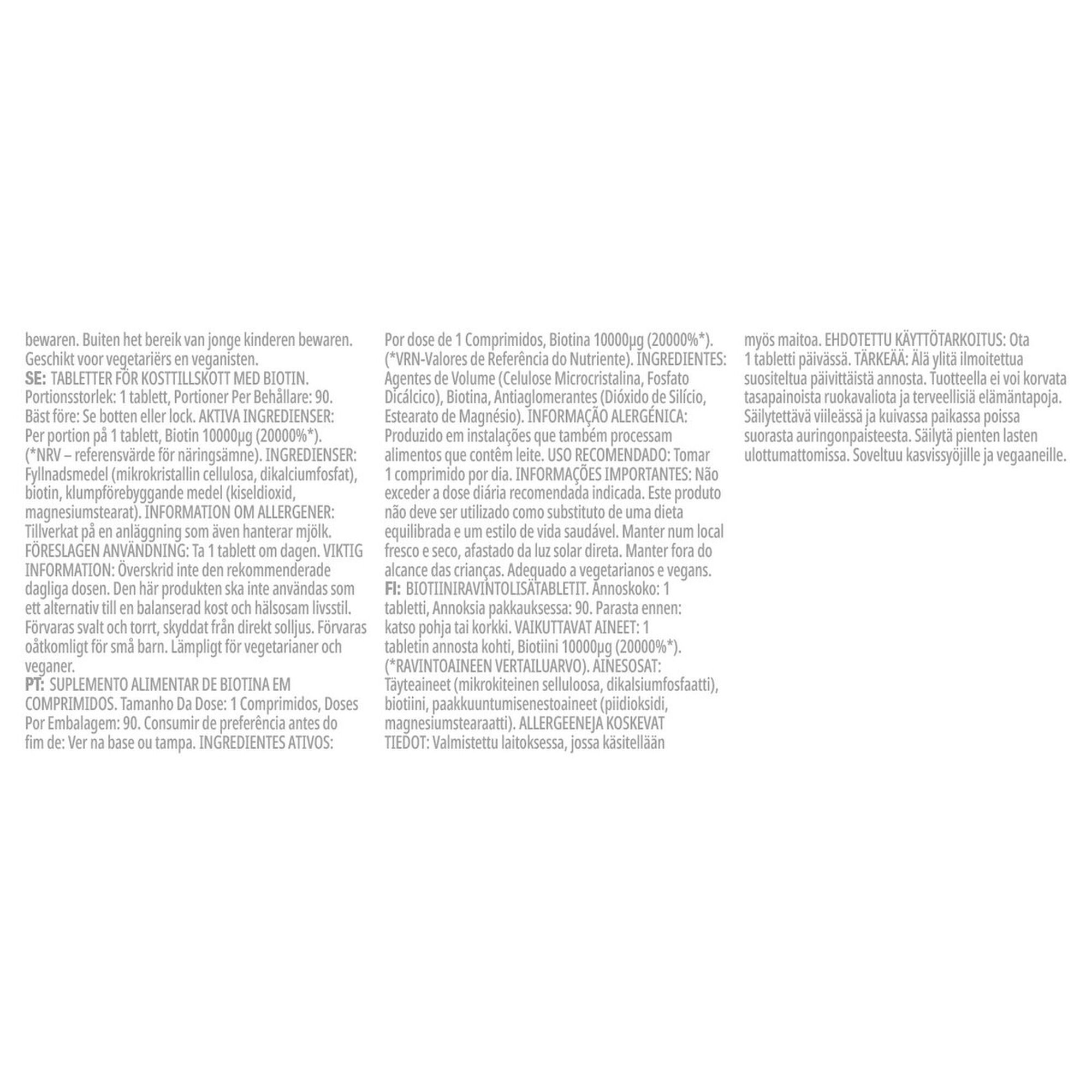 Cápsulas Suplemento Alimentar Biotina Vegan