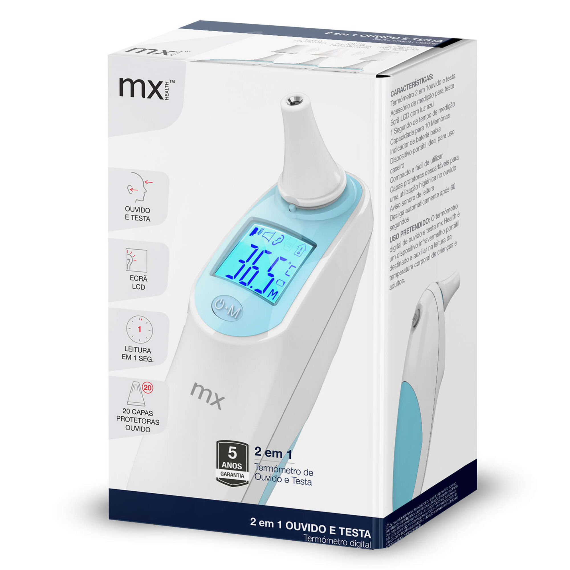 Termómetro Digital 2 em 1 Ouvido e Testa