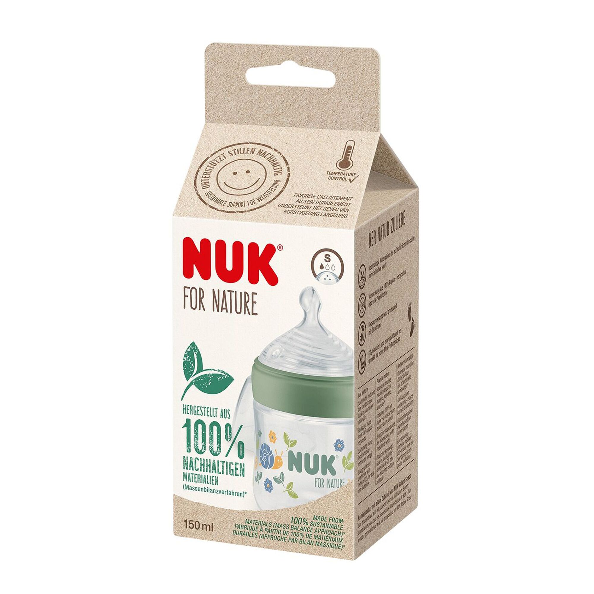 Nuk For Nature Biberão com Tetina Silicone S Verde