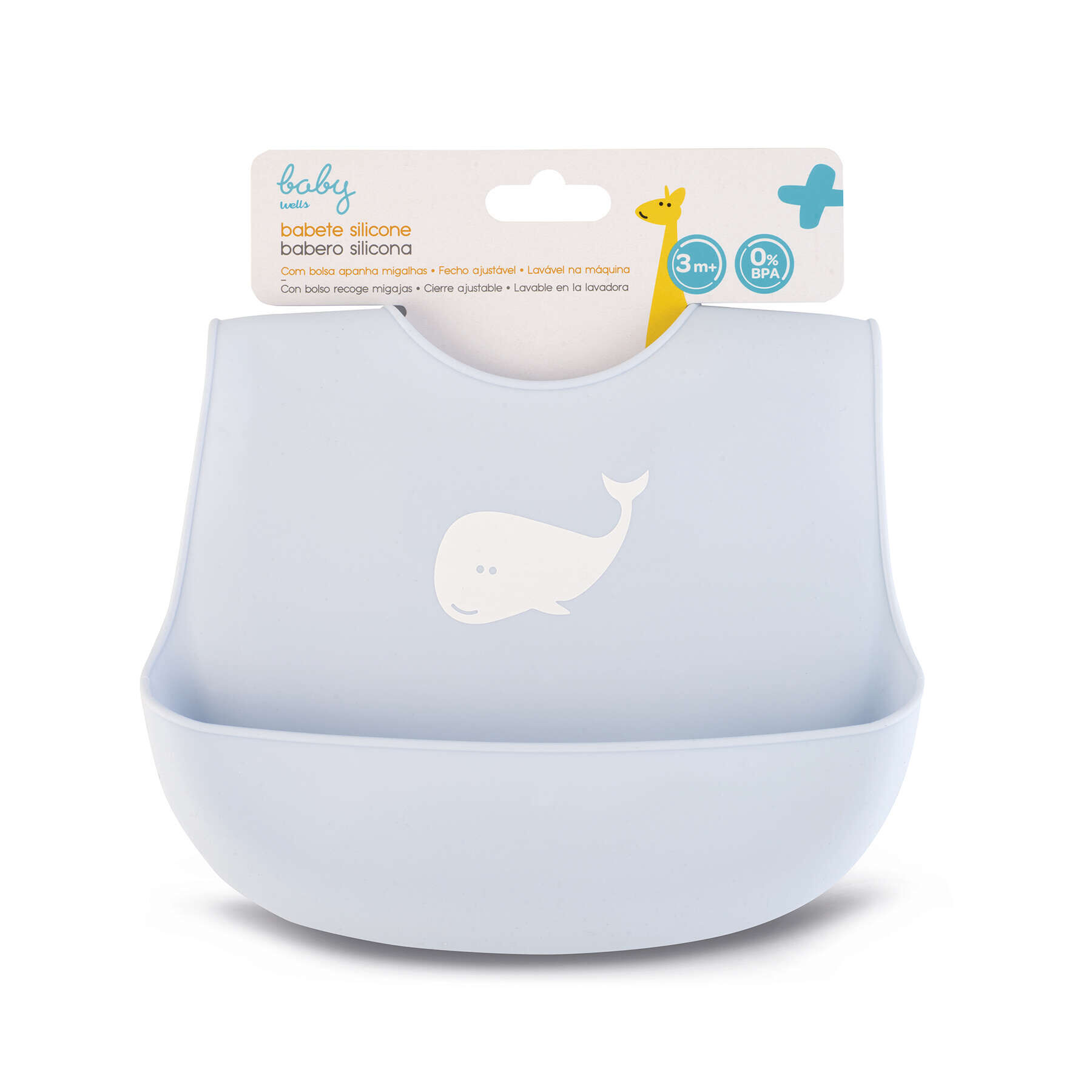 Babete Silicone Azul Baby Wells 1 un