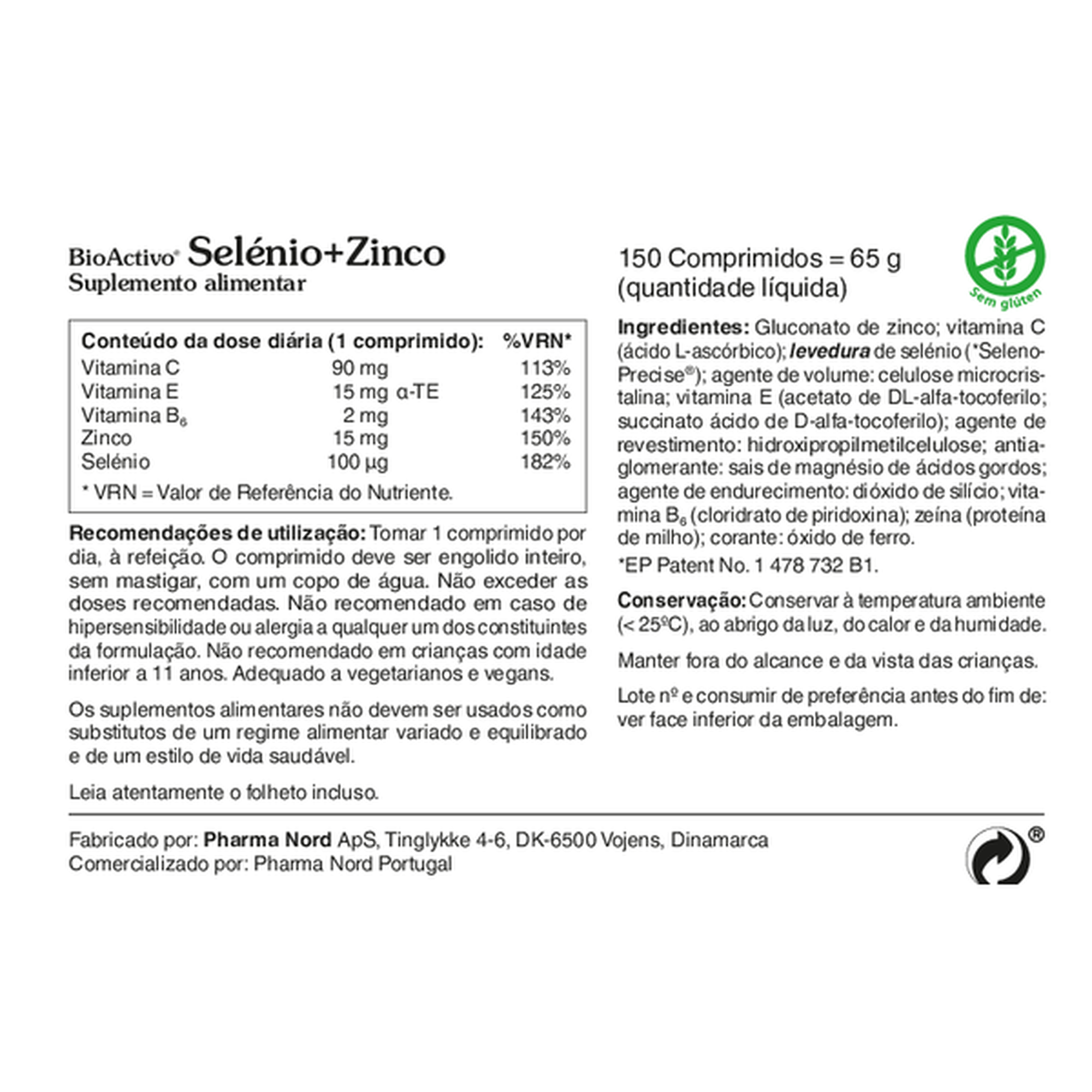 Suplemento Comprimidos de Selénio + Zinco