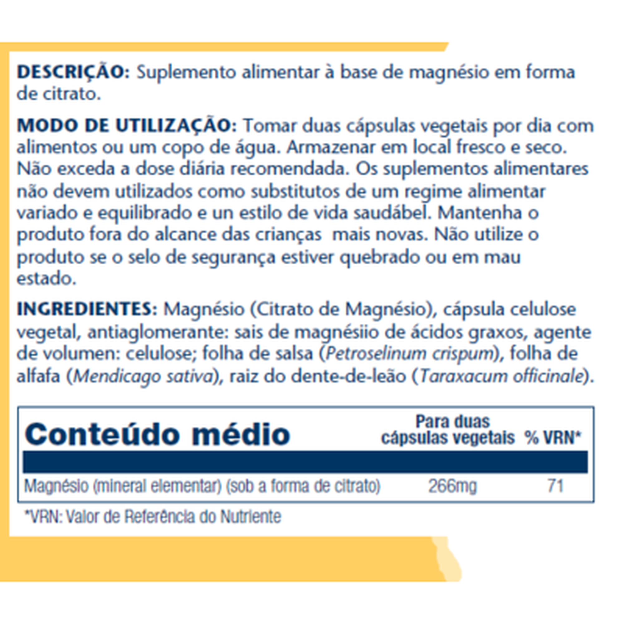 Cápsulas de Citrato Magnésio