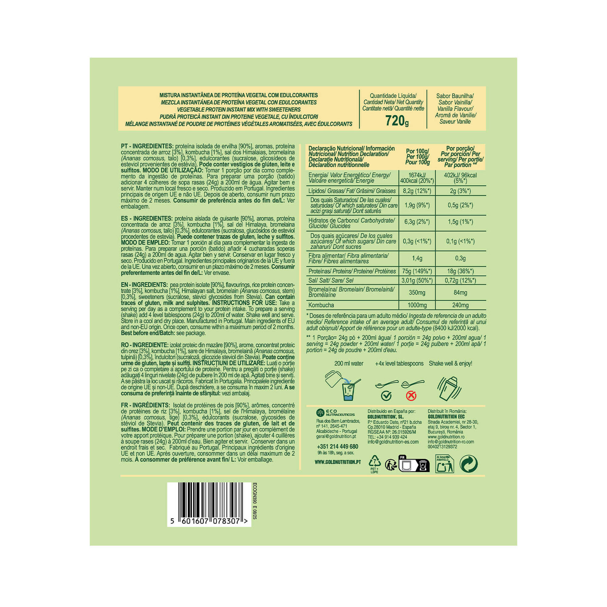 Proteína em Pó Vegan Sabor a Baunilha