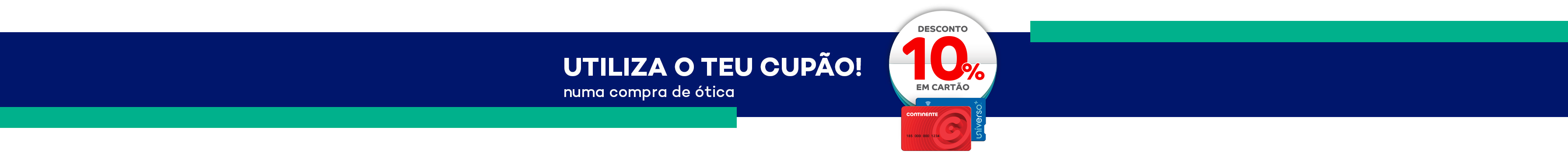 Utiliza o teu cupão de 10% desconto em cartão continente numa compra de ótica