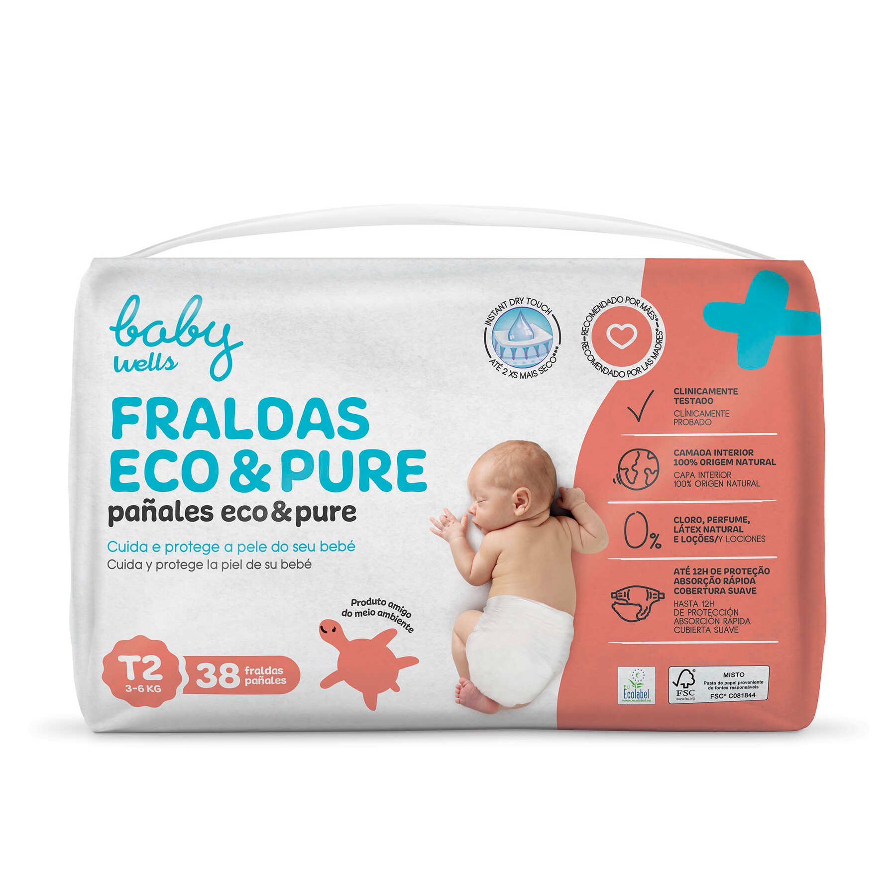 Fraldas Eco & Pure T2 Baby Wells